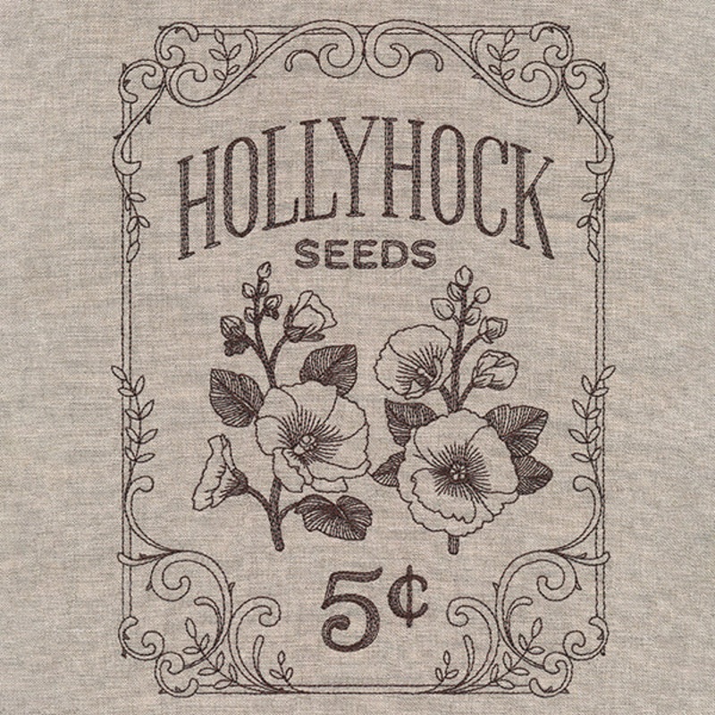 Flower Garden Seed Packet – Hollyhocks