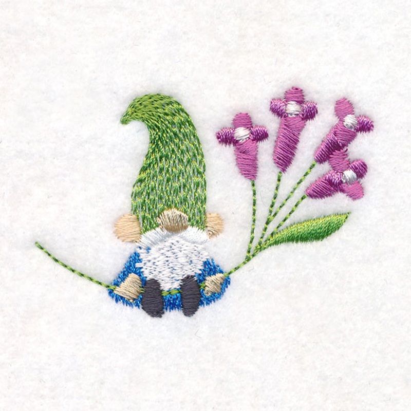 Sweet Sprig of Blooms Gnome|1.75″ x 2.58″ / 44.45mm x 65.53mm|1.23″ x 1.83″ / 31.24mm x 46.48mm|All Sizes