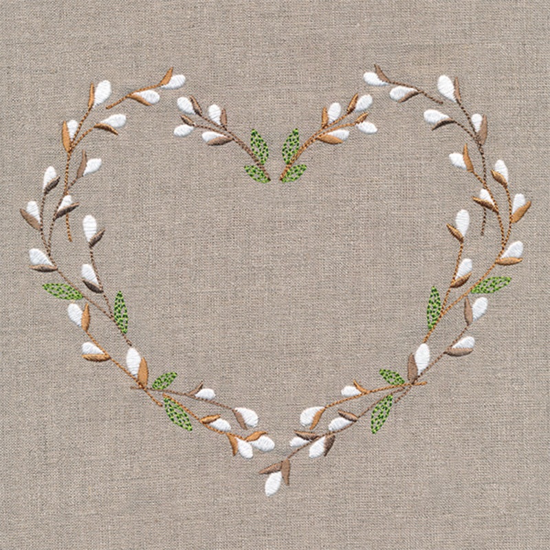 Delicate Pussy Willow Heart Wreath