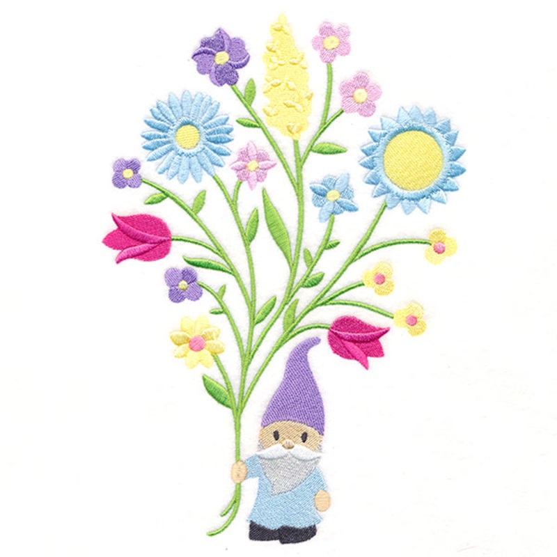 Sweet Garden Gnome with Blooms