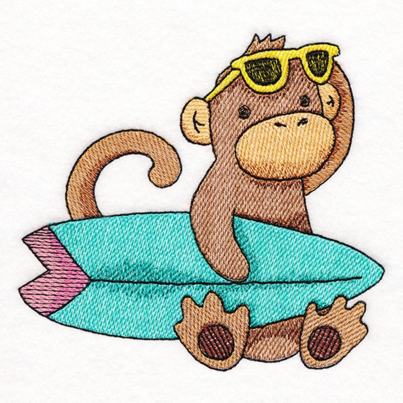 Beach Buddies Monkey|4.85″ x 5.19″ / 123.19mm x 131.83mm|4.12″ x 4.41″ / 104.65mm x 112.01mm|3.6″ x 3.85″ / 91.44mm x 97.79mm|All Sizes