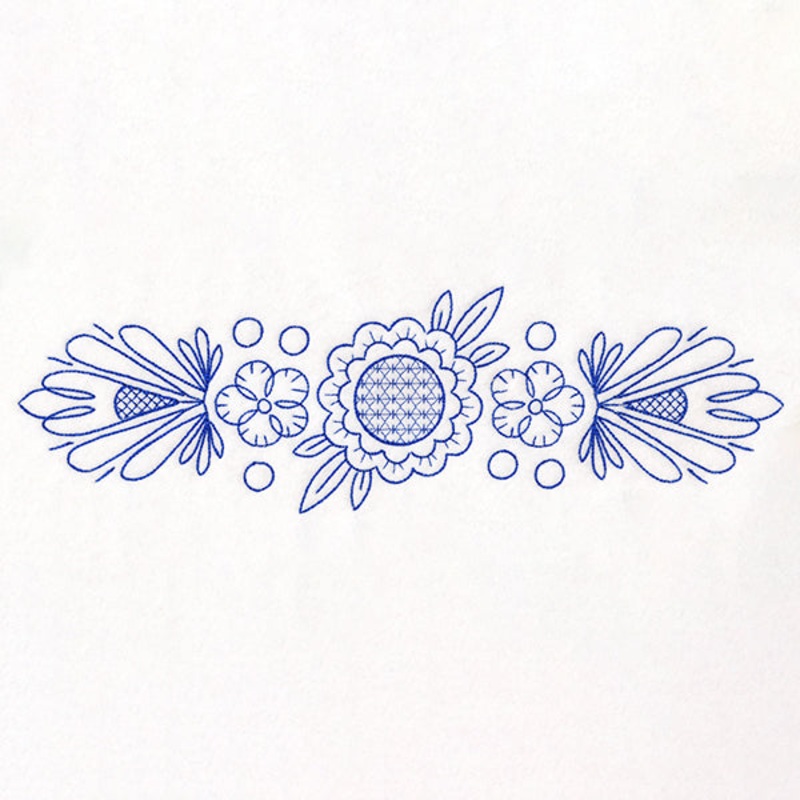Budding Sunflower Border (Bluework)