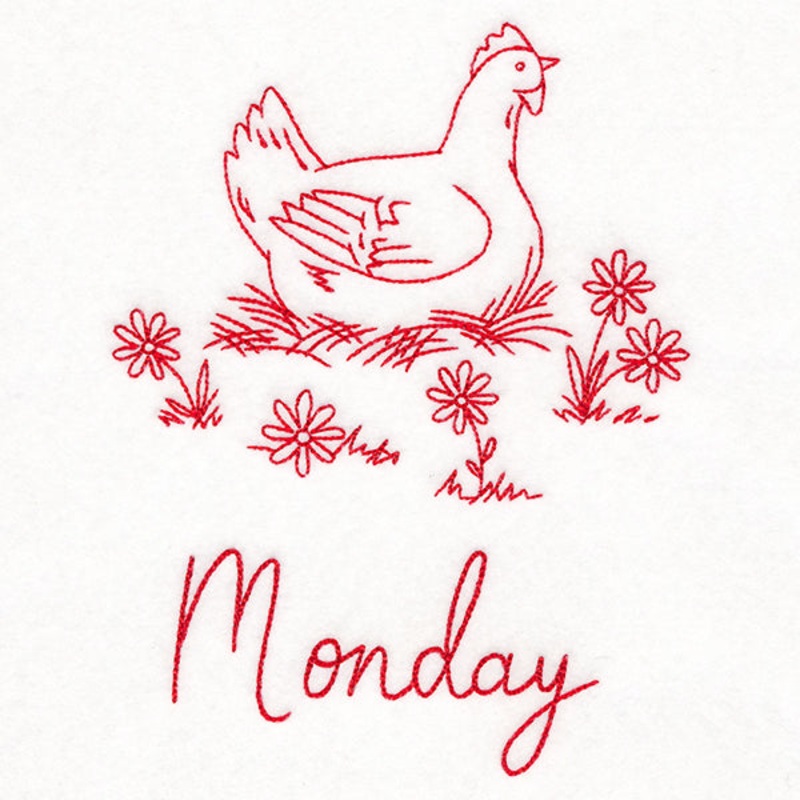 Country Chicken on Monday (Redwork)