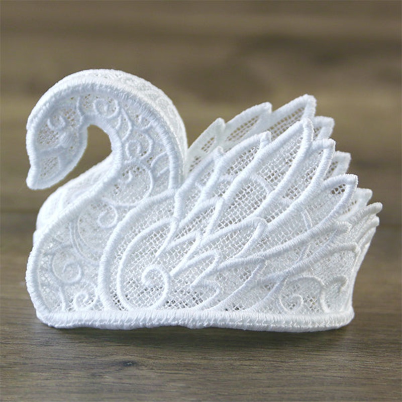 Elegant Swan in 3D (Lace)|4.88″ x 4.9″ / 124mm x 124.58mm|3.88″ x 3.91″ / 98.55mm x 99.31mm|All Sizes