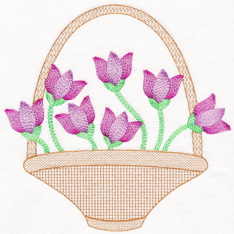 Truly Tulips Flower Basket|7.73″ x 7.8″ / 196.37mm x 198.12mm|6.79″ x 6.85″ / 172.45mm x 173.99mm|5.8″ x 5.85″ / 147.24mm x 148.59mm|4.81″ x 4.85″ / 122.08mm x 123.19mm|3.82″ x 3.85″ / 96.9mm x 97.79mm|All Sizes