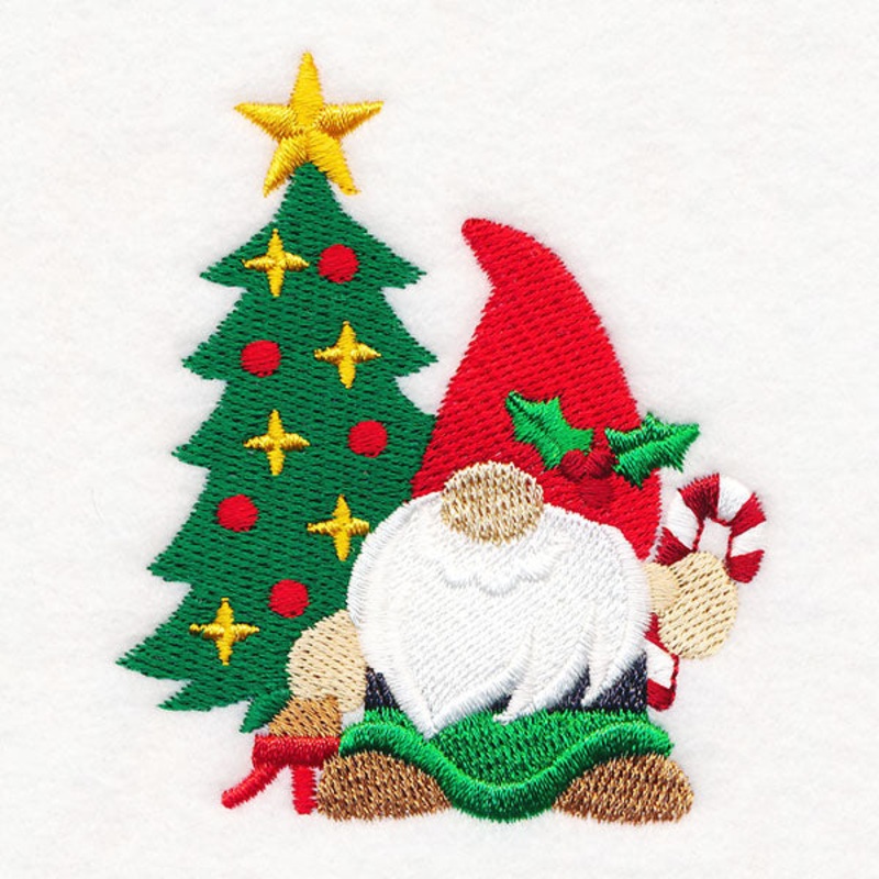Christmas Gnome with Tree|3.1″ x 2.65″ / 78.64mm x 67.29mm
