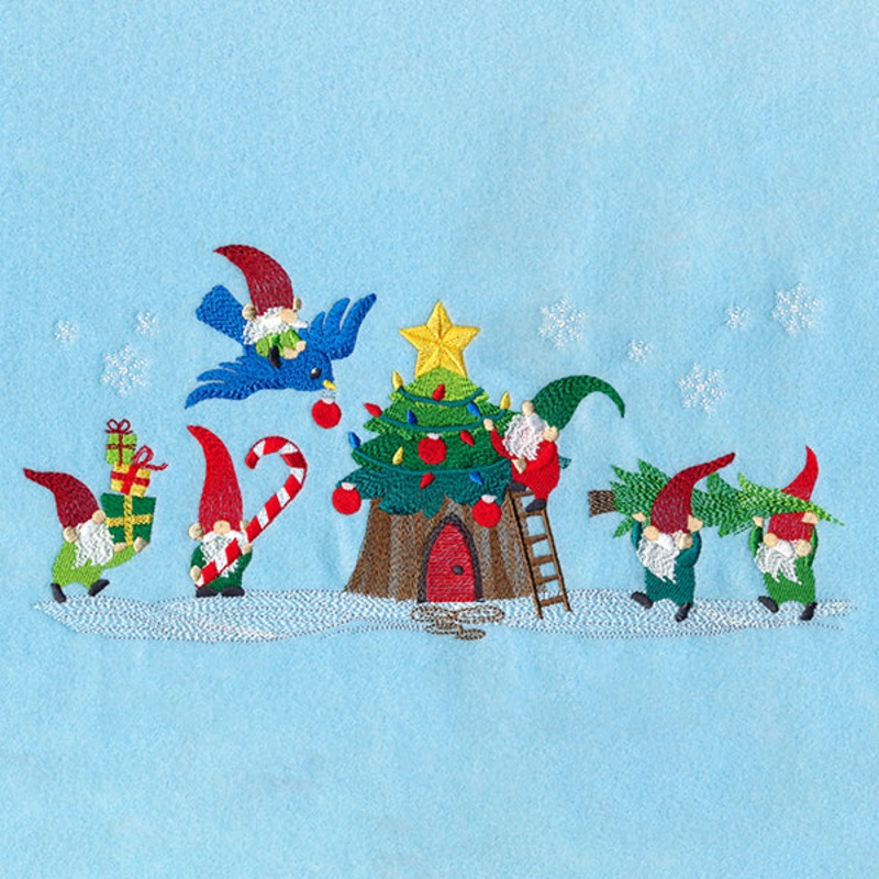 Christmas Village Gnomes Border