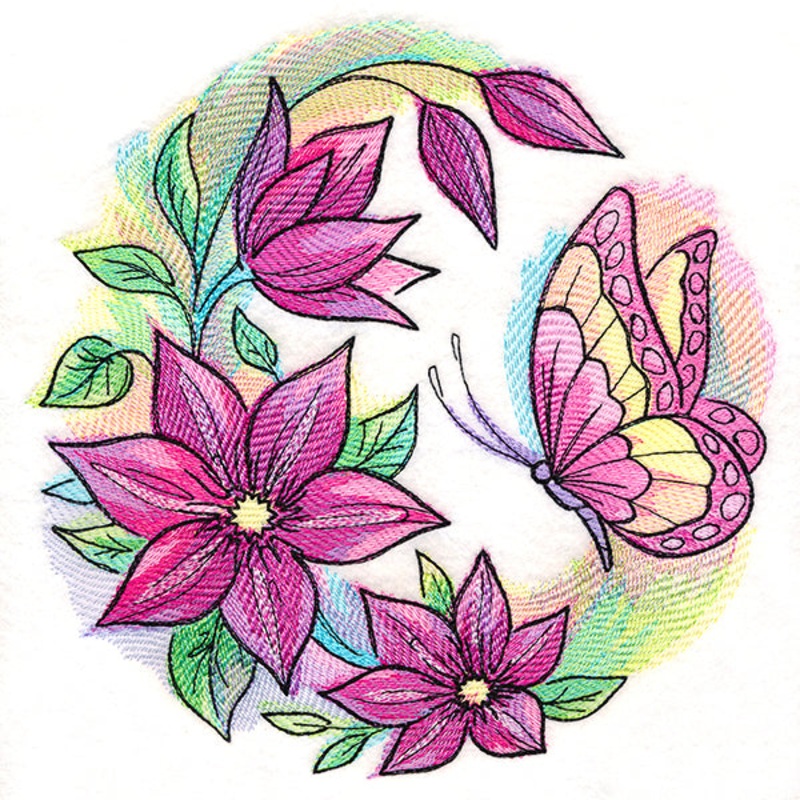 Clematis Blooms Butterfly|7.8″ x 7.74″ / 198.12mm x 196.6mm|6.92″ x 6.9″ / 175.76mm x 175.24mm|5.93″ x 5.85″ / 150.59mm x 148.55mm|4.9″ x 4.86″ / 124.43mm x 123.4mm|3.84″ x 3.83″ / 97.54mm x 97.26mm|All Sizes