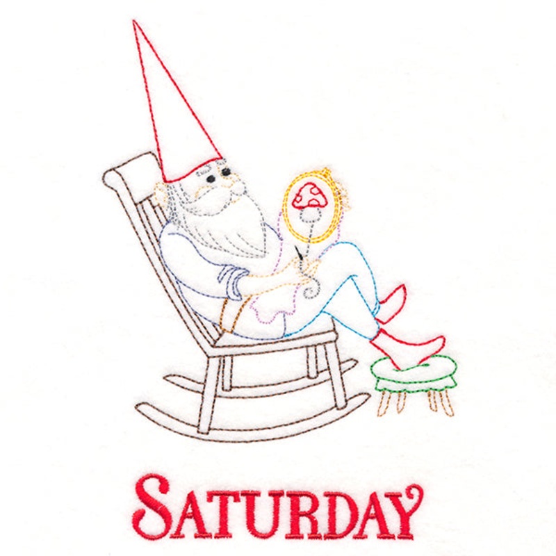 Embroidering Gnome on Saturday (Vintage)