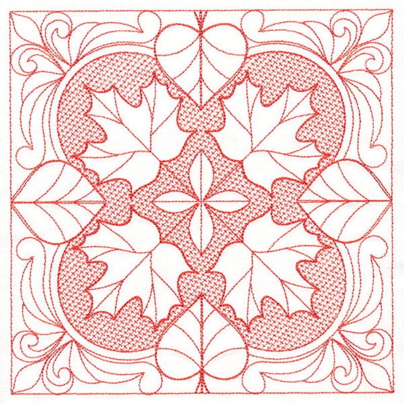 Autumn Beauty Square – Maple Leaf (Trapunto)