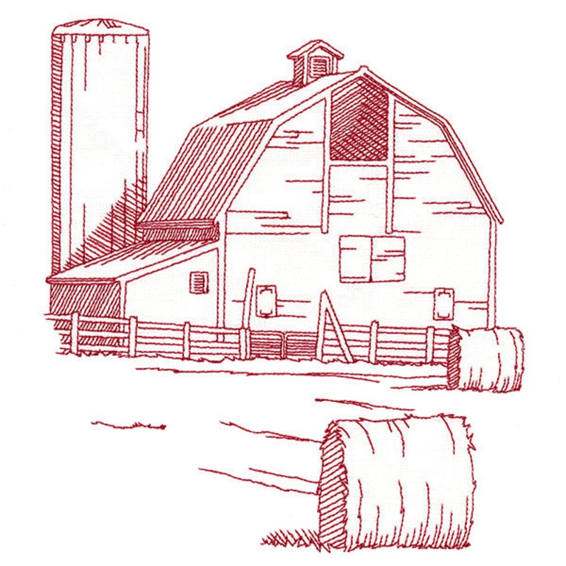 Barnyard Etchings – Barn|7.49″ x 6.85″ / 190.25mm x 173.99mm|6.41″ x 5.87″ / 162.93mm x 149.05mm|5.83″ x 5.33″ / 148.11mm x 135.51mm|5.3″ x 4.85″ / 134.65mm x 123.19mm|All Sizes