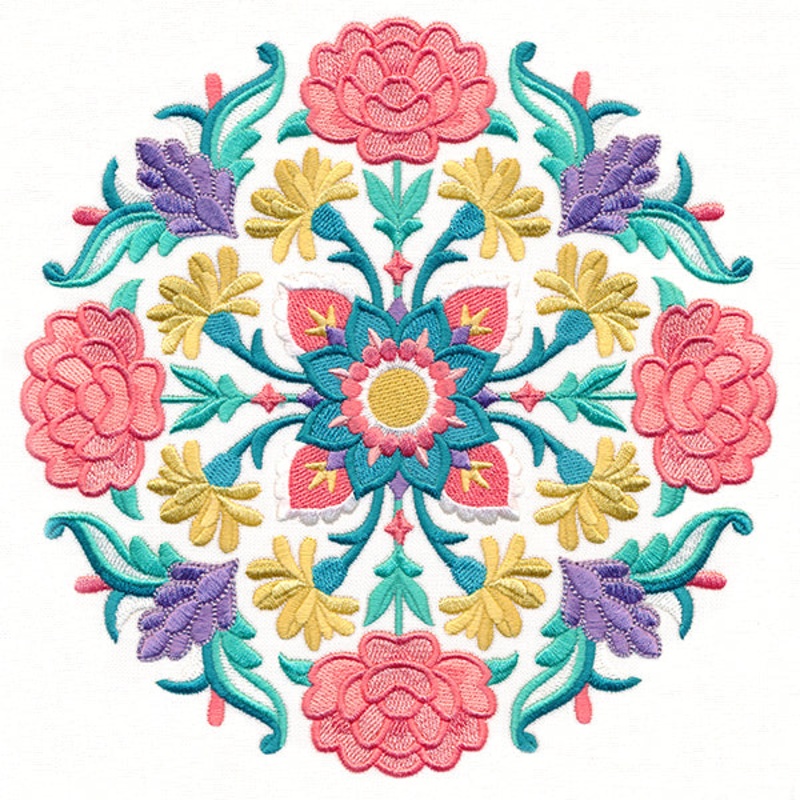 Blissful Floral Medallion|7.79″ x 7.79″ / 197.85mm x 197.93mm|6.86″ x 6.86″ / 174.12mm x 174.18mm|5.86″ x 5.86″ / 148.87mm x 148.93mm|4.87″ x 4.87″ / 123.71mm x 123.75mm|3.9″ x 3.9″ / 99.18mm x 99.11mm|All Sizes