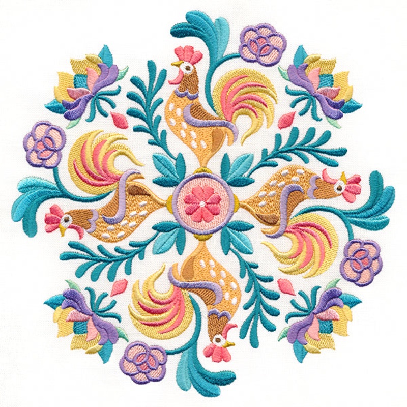 Blissful Rooster Medallion|7.8″ x 7.81″ / 198.21mm x 198.26mm|6.85″ x 6.85″ / 173.91mm x 173.95mm|5.85″ x 5.86″ / 148.69mm x 148.73mm|4.84″ x 4.84″ / 122.94mm x 122.98mm|3.88″ x 3.88″ / 98.54mm x 98.57mm|All Sizes