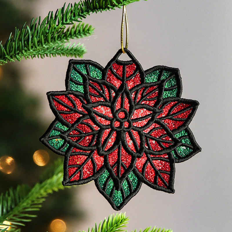 Christmas Charms Ornament – Poinsettia (Lace)