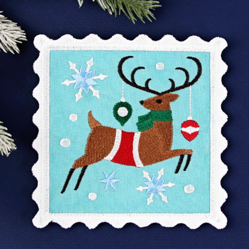 Christmas Stamp Coasters – Reindeer (In-the-Hoop)