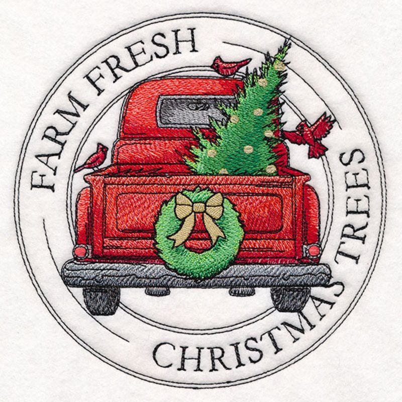 Christmas Trees Retro Truck Stamp