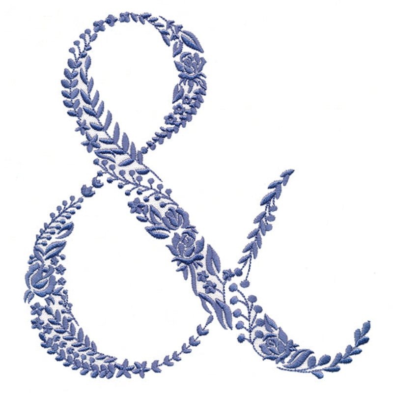 Delicate Floral Ampersand|7.33″ x 6.86″ / 186.16mm x 174.21mm|6.26″ x 5.86″ / 159.01mm x 148.82mm|5.19″ x 4.86″ / 131.87mm x 123.42mm|All Sizes