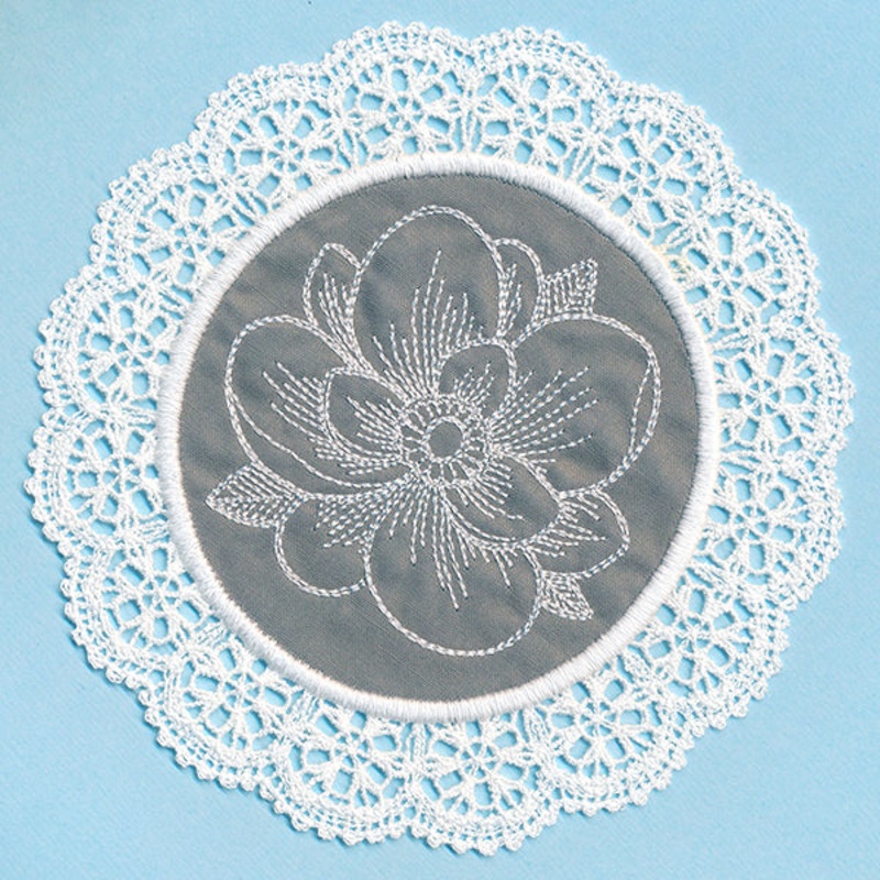 Elegant Magnolia Fabric Doily (Lace)