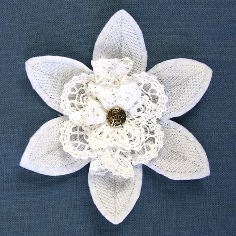 Freestanding Fabric and Lace Flower (In-the-Hoop)