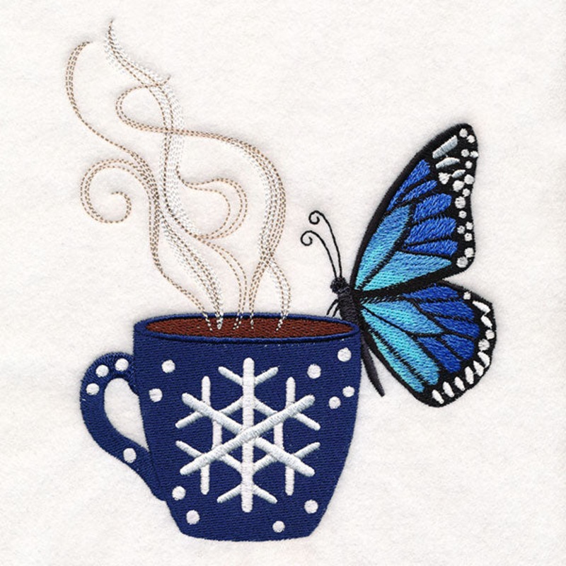 Winter Coffee Break Blue Morpho Butterfly
