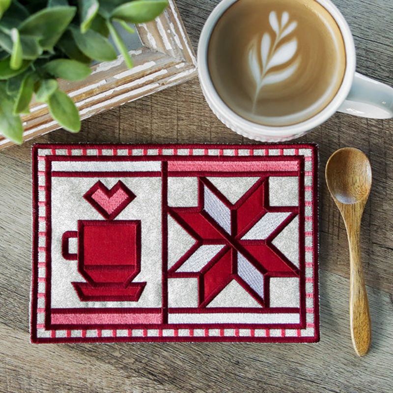 Coffee & Quilts Mug Rug (In-the-Hoop)