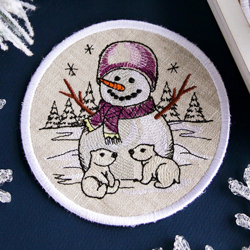 Country Snowman Coaster – Polar Bear Cubs