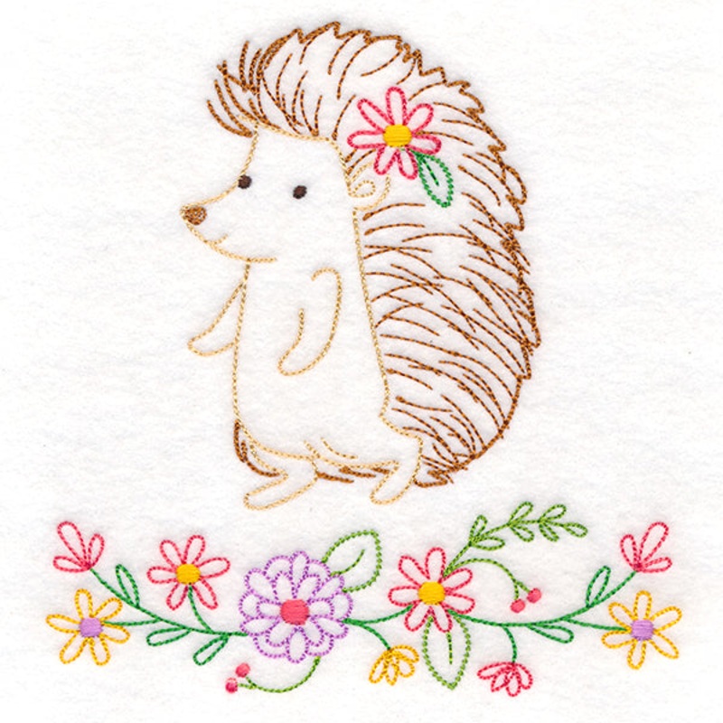 Floral Woodland Friends – Hedgehog (Vintage)