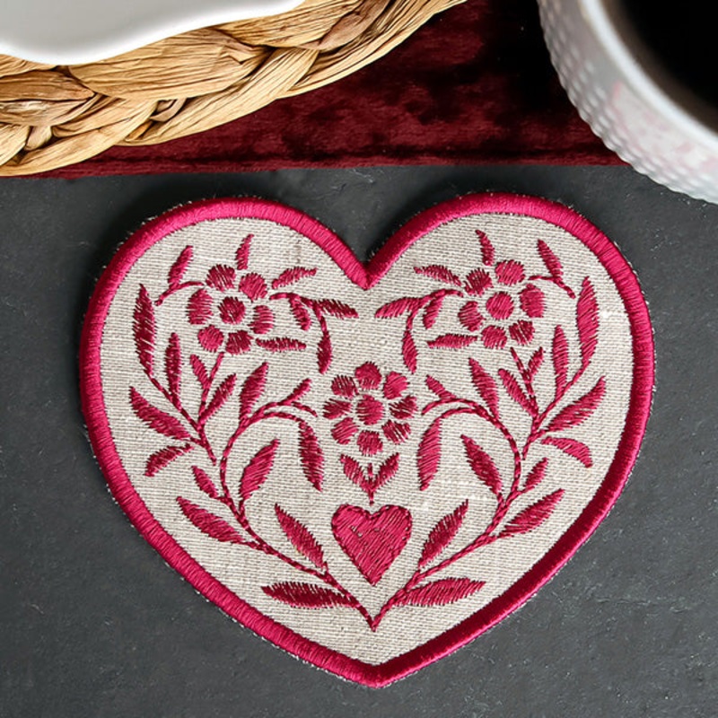 Textured Heart Coaster 2 (In-the-Hoop)