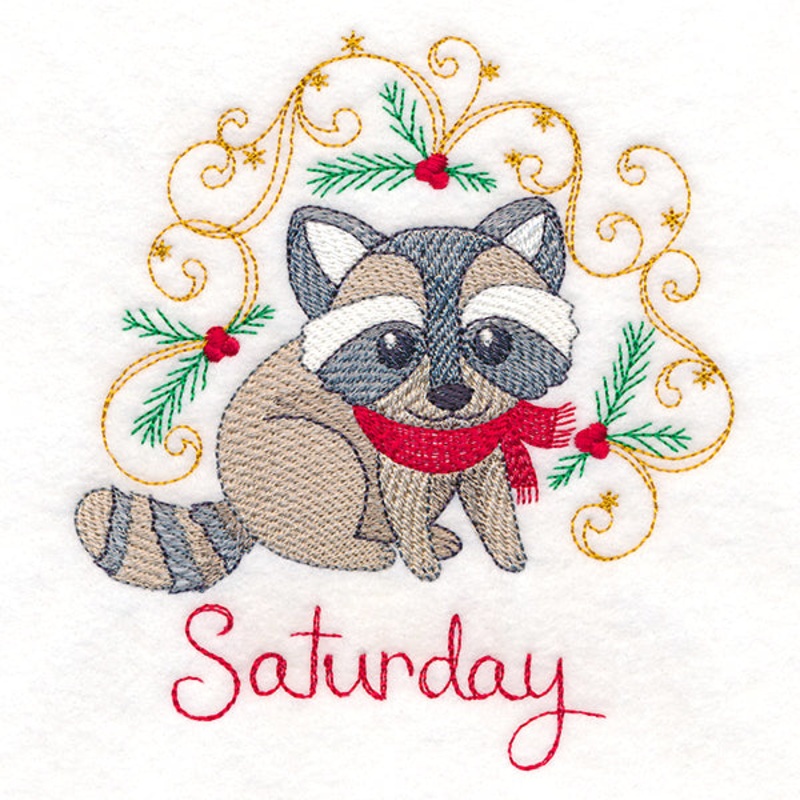 Christmas Raccoon on Saturday|5.13″ x 4.61″ / 130.23mm x 117.02mm|3.7″ x 3.32″ / 93.87mm x 84.44mm|All Sizes
