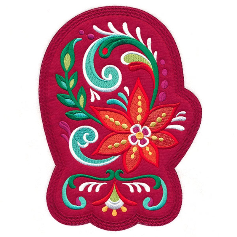Christmas Rosemaling Mitten (Heirloom Applique)