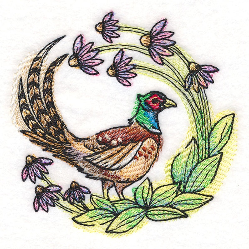 Coneflower Blooms Pheasant|7.68″ x 7.8″ / 195.07mm x 198.12mm|6.79″ x 6.9″ / 172.59mm x 175.32mm|5.77″ x 5.87″ / 146.64mm x 148.97mm|4.79″ x 4.87″ / 121.63mm x 123.59mm|3.8″ x 3.87″ / 96.64mm x 98.22mm|All Sizes