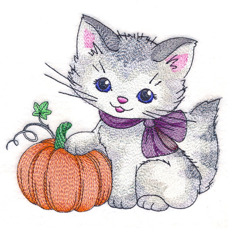 Darling Kitty with Pumpkin|5.42″ x 5.85″ / 137.67mm x 148.59mm|4.49″ x 4.85″ / 114.04mm x 123.13mm|3.56″ x 3.85″ / 90.52mm x 97.67mm|All Sizes