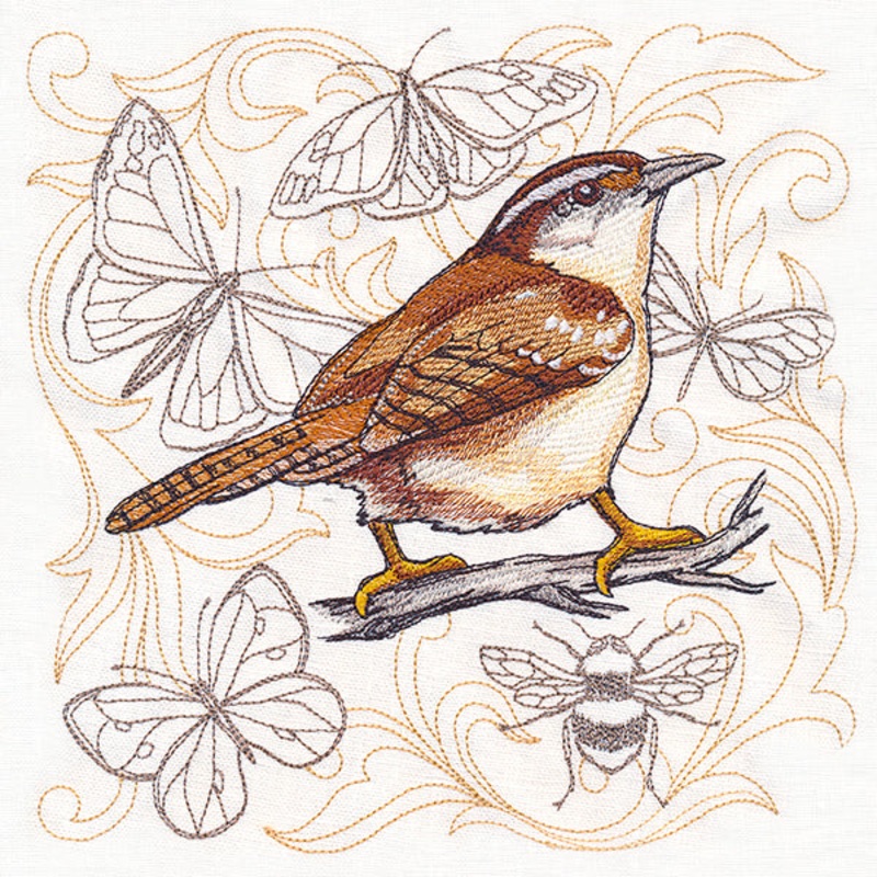 Wren and Wildlife Medley|7.8″ x 7.79″ / 198.12mm x 197.87mm|6.85″ x 6.85″ / 173.99mm x 173.99mm|5.85″ x 5.85″ / 148.59mm x 148.59mm|4.85″ x 4.84″ / 123.19mm x 122.94mm|All Sizes