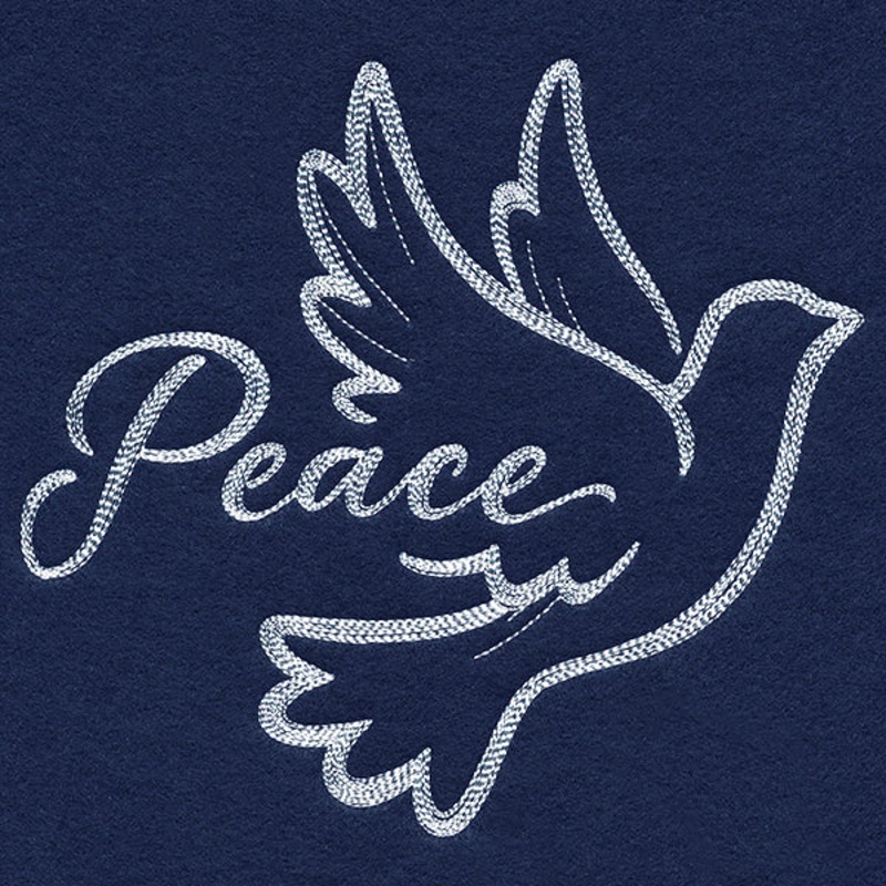 Dove with Peace (Whitework)|5.85″ x 6.36″ / 148.55mm x 161.59mm|4.85″ x 5.27″ / 123.09mm x 133.95mm|3.54″ x 3.85″ / 89.88mm x 97.75mm|All Sizes