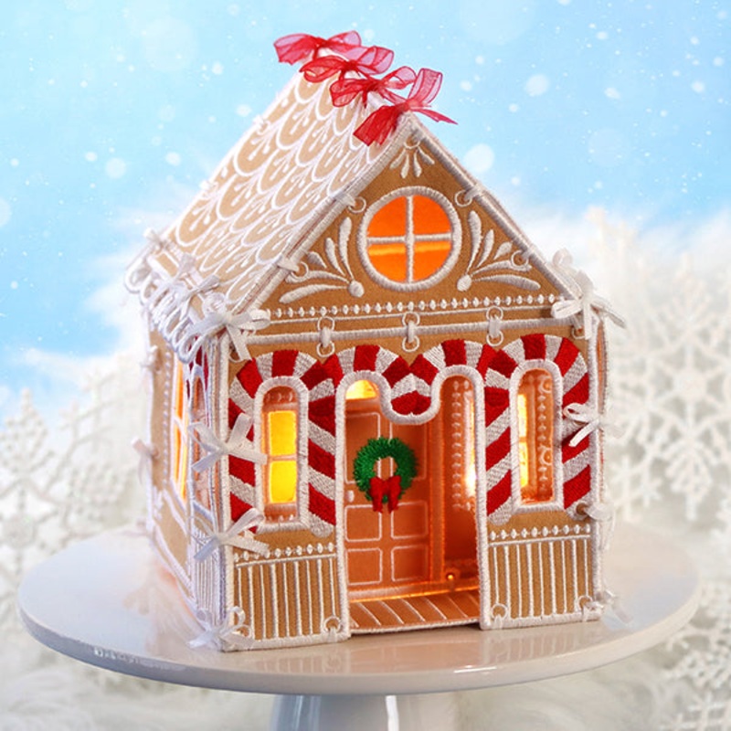 Sweet Gingerbread House in 3D (In-the-Hoop)