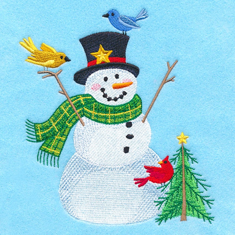 Cheerful Country Snowman with Tree