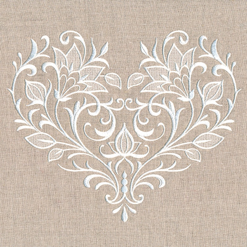 Exquisite Blooming Heart (Whitework)