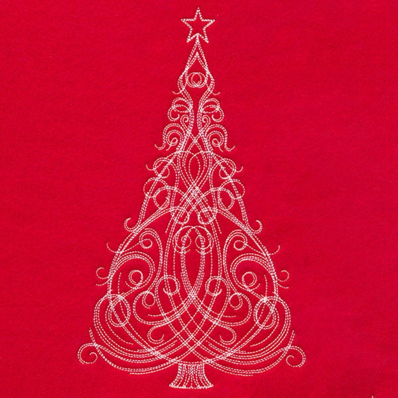 Fancy Swirls Christmas Tree (Whitework)