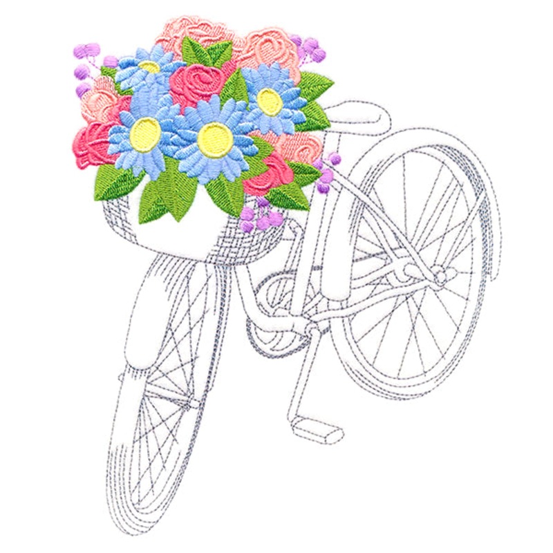 Sweet Bouquet Bicycle|7.81″ x 6.48″ / 198.37mm x 164.59mm|7.05″ x 5.86″ / 179.14mm x 148.72mm|5.87″ x 4.88″ / 149.2mm x 123.86mm|All Sizes