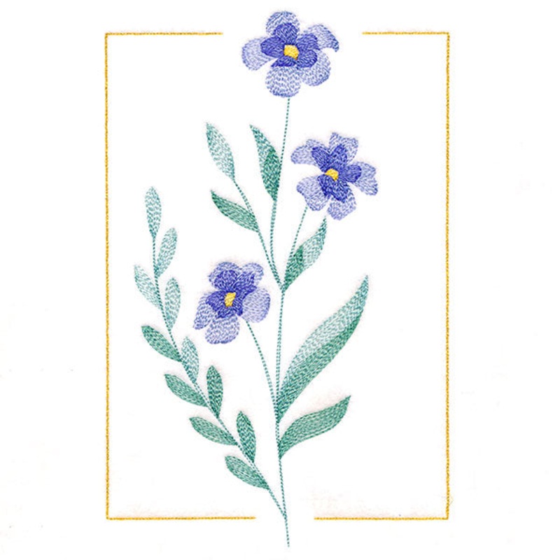 Dainty Blooms – Prairie Flax|10.35″ x 6.65″ / 262.92mm x 168.8mm|8.84″ x 5.68″ / 224.53mm x 144.21mm|7.79″ x 5.01″ / 197.86mm x 127.13mm|6.84″ x 4.4″ / 173.76mm x 111.69mm|All Sizes