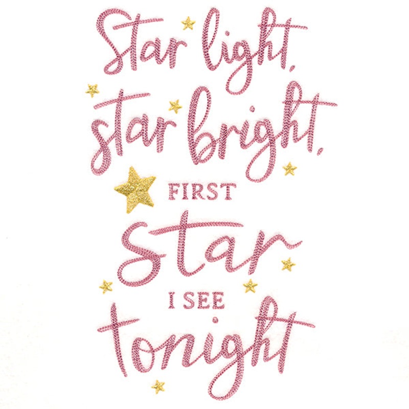 First Star I See Tonight|9.8″ x 6.31″ / 248.92mm x 160.27mm|8.28″ x 5.34″ / 210.29mm x 135.58mm|7.53″ x 4.85″ / 191.16mm x 123.26mm|6.84″ x 4.41″ / 173.79mm x 112.05mm|All Sizes