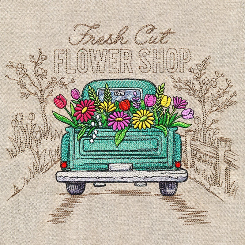 Flower Shop Retro Truck Medley