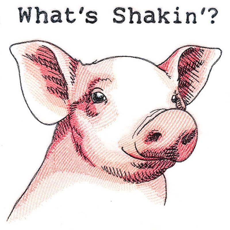 What’s Shakin’? Pig|7.82″ x 7.74″ / 198.5mm x 196.71mm|6.92″ x 6.85″ / 175.84mm x 173.98mm|5.9″ x 5.85″ / 149.94mm x 148.58mm|4.94″ x 4.86″ / 125.4mm x 123.53mm|3.9″ x 3.85″ / 99.14mm x 97.72mm|All Sizes