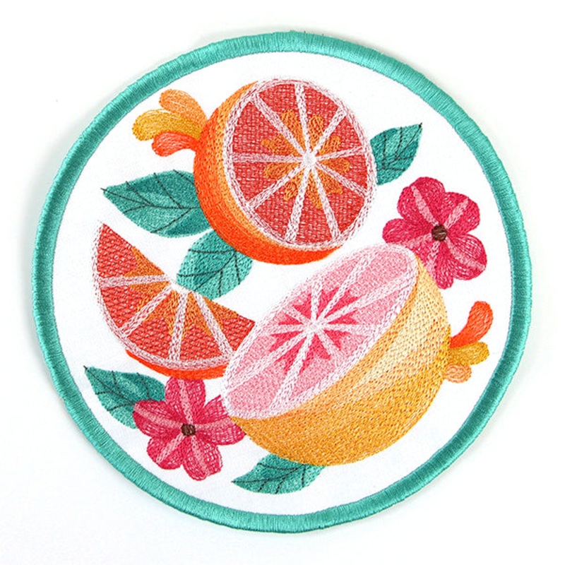 Citrus and Floral Trivet (In-the-Hoop)