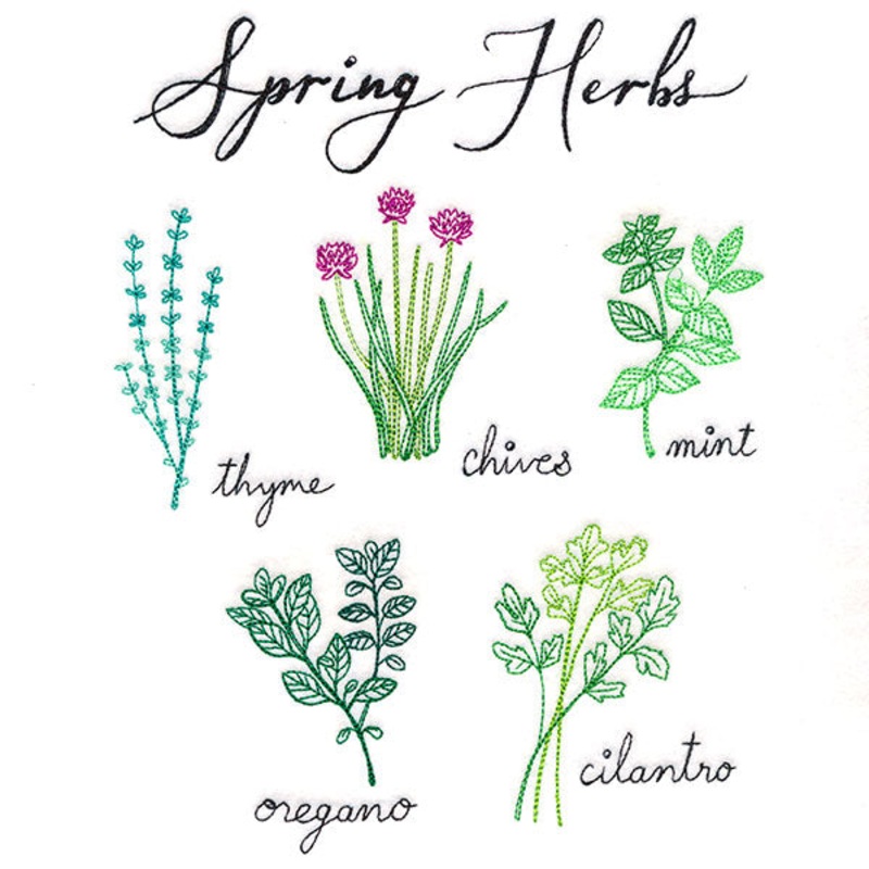 Spring Herbs|8.75″ x 6.85″ / 222.32mm x 173.98mm|7.47″ x 5.85″ / 189.83mm x 148.58mm|6.19″ x 4.85″ / 157.35mm x 123.18mm|All Sizes