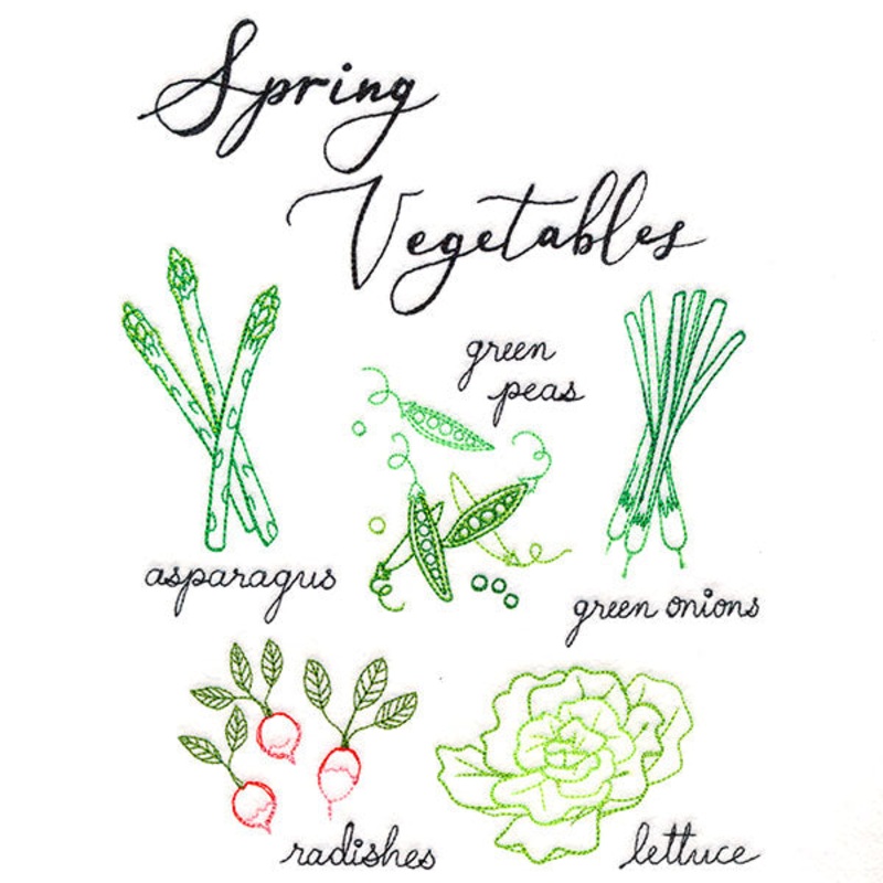 Spring Vegetables|8.89″ x 6.85″ / 225.89mm x 173.97mm|7.59″ x 5.85″ / 192.85mm x 148.57mm|6.29″ x 4.85″ / 159.81mm x 123.18mm|All Sizes
