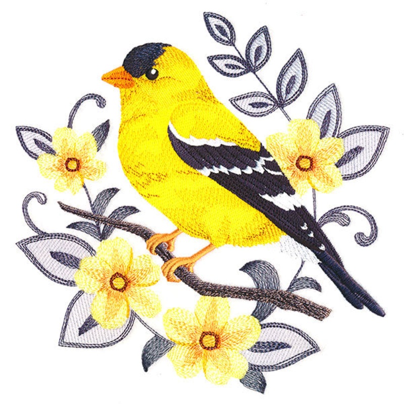 Sweet Spring Goldfinch|7.78″ x 7.55″ / 197.61mm x 191.77mm|7.05″ x 6.85″ / 179.19mm x 173.99mm|6.02″ x 5.85″ / 153.03mm x 148.59mm|5″ x 4.85″ / 127.01mm x 123.19mm|All Sizes