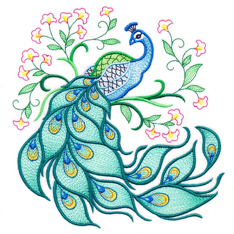Whimsical Peacock|7.81″ x 7.58″ / 198.37mm x 192.53mm|7.06″ x 6.85″ / 179.32mm x 173.99mm|6.03″ x 5.85″ / 153.16mm x 148.59mm|5″ x 4.86″ / 127mm x 123.44mm|All Sizes