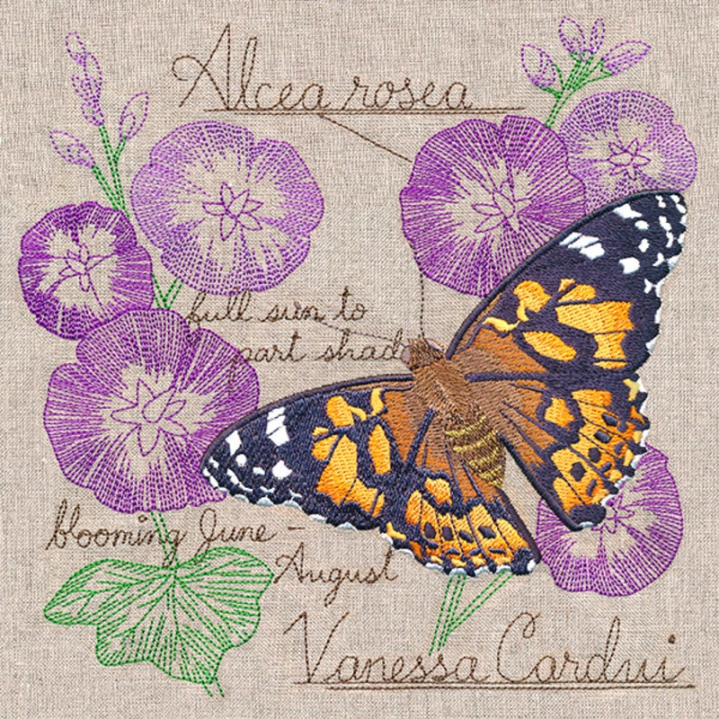Butterfly and Blooms Collage|7.74″ x 7.78″ / 196.6mm x 197.61mm|6.88″ x 6.91″ / 174.75mm x 175.56mm|5.85″ x 5.88″ / 148.59mm x 149.28mm|4.86″ x 4.88″ / 123.39mm x 123.96mm|All Sizes