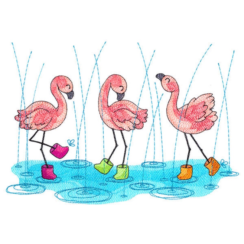 Splish Splash Flamingos|6.9″ x 9.74″ / 175.26mm x 247.4mm|5.52″ x 7.8″ / 140.21mm x 198.12mm|4.85″ x 6.85″ / 123.19mm x 173.99mm|All Sizes